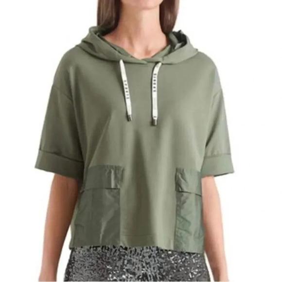 Marc Cain Sports short sleeved hoodie, army green. Pockets. Women’s size 12 (N3) - Picture 1 of 12
